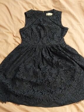 Eliza J Navy Floral Lace Fit-and-Flare Dress